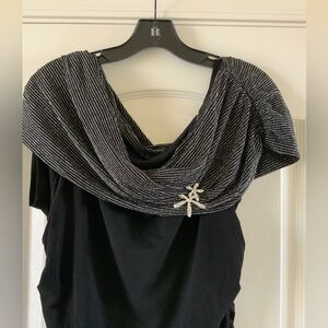 Women's Off The Shoulder Formal Dress Black Sparkle Long NWT. X-Large